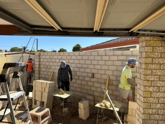 Front-of-House Extension — Feature brickwork under construction