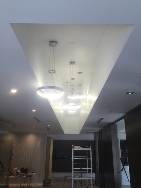 Last Detail Design — During · feature lighting installation
